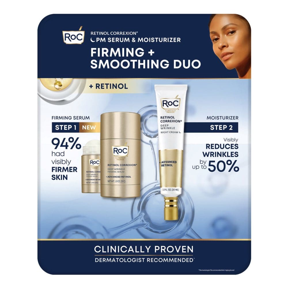 RoC Retinol Correxion PM Serum & Moisturizer Firming + Smoothing Duo - Skin Care - RoC