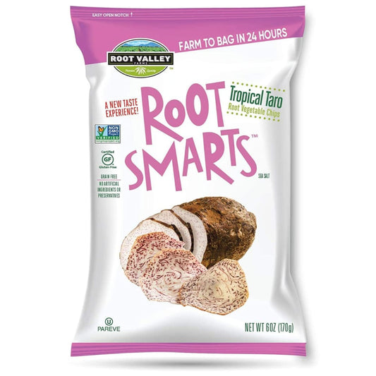 ROOT SMARTS: Tropical Taro Root Chips 6 oz (Pack of 5) - Vegetable & Fruit Chips - ROOT SMARTS