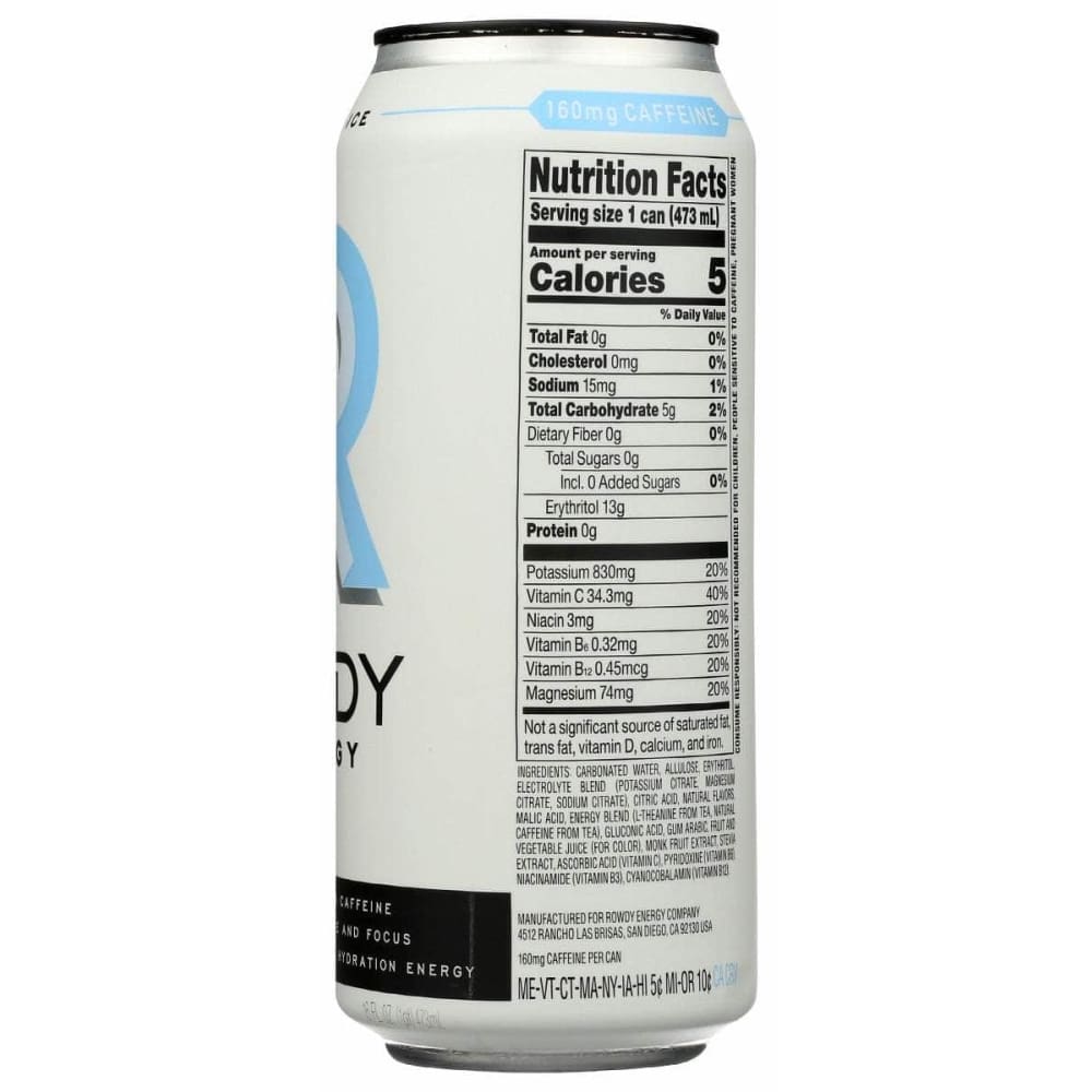 ROWDY ENERGY Grocery > Beverages > Energy Drinks ROWDY ENERGY: Drink Energy Chisld Ice, 16 fo