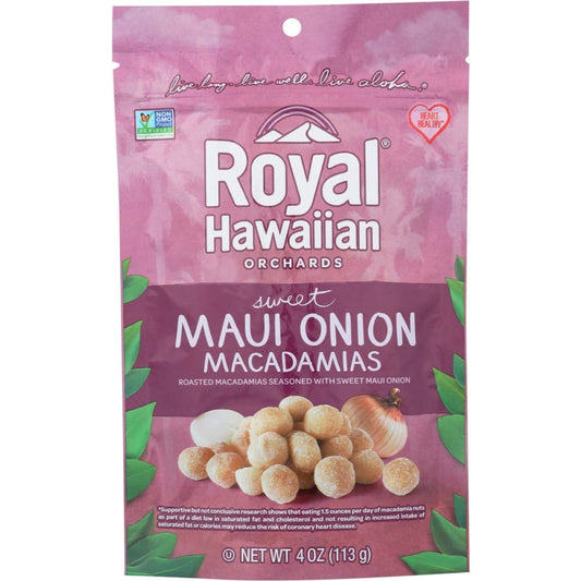 ROYAL HAWAIIAN ORCHARDS: Maui Onion Macadamia Nut 4 oz (Pack of 3) - WATER BOTTLES - ROYAL HAWAIIAN ORCHARDS