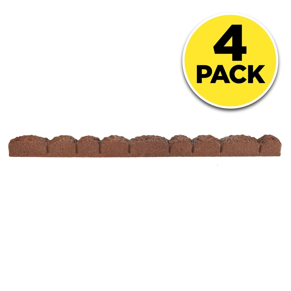 Rubberific 4’ Cobblestone Rubber Landscape Edging Section 4 pk. - Brown - Rubberific
