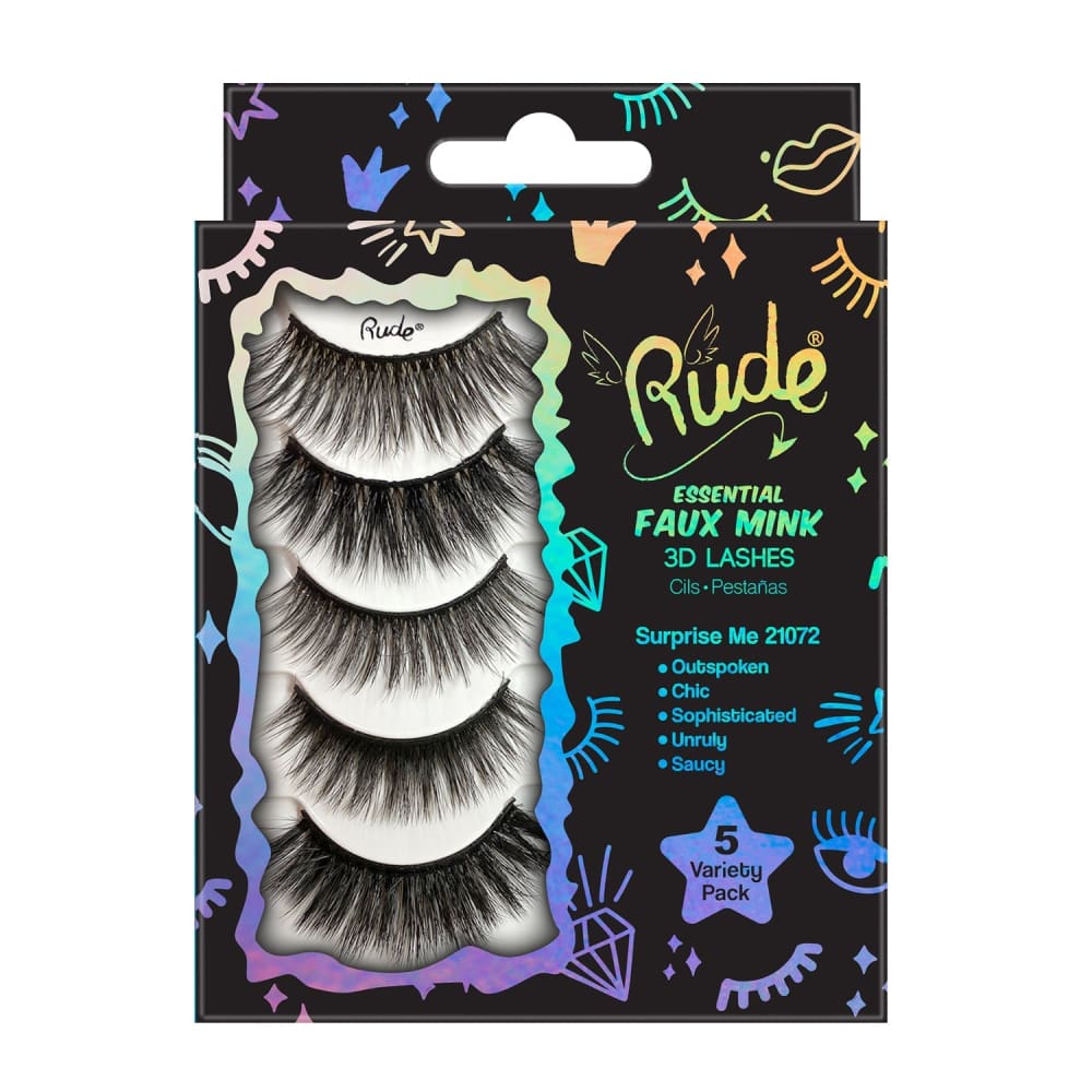 RUDE Essential Faux Mink 3D Lashes 5 Variety Pack - Surprise Me - RUDE