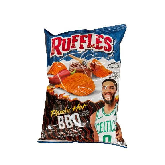 Ruffles Flamin' Hot BBQ Jason Tatum Flavored Potato Chips, 8 oz Bag ...