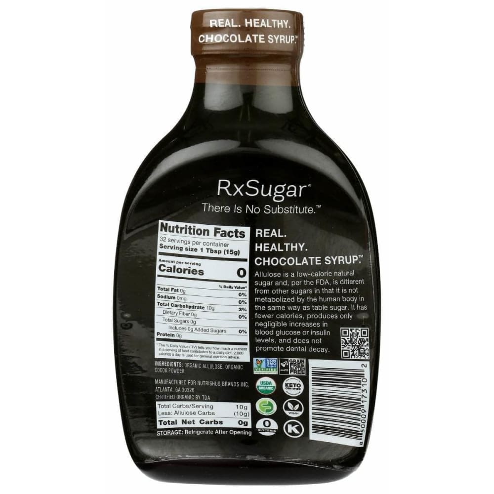 RXSUGAR Rxsugar Syrup Chocolate, 16 Fo