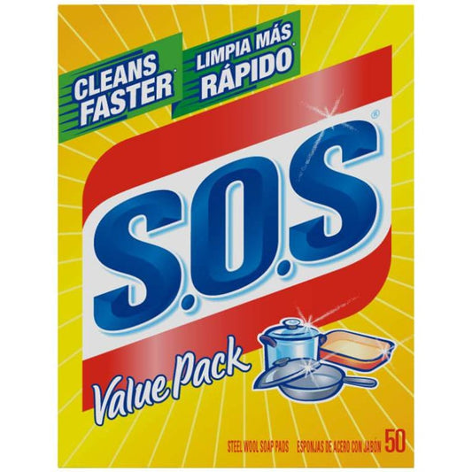 S.O.S. Steel Wool Soap Pads 50 per Box - S.O.S.