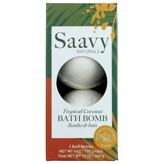 SAAVY NATURALS: Bath Bomb Tropical Coconut 12 oz (Pack of 4) - Beauty & Body Care > Soap and Bath Preparations - SAAVY NATURALS