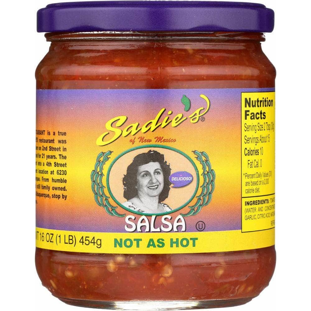 Sadies Sadie's Not as Hot Salsa, 16 oz
