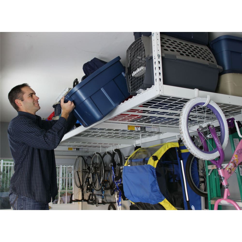 4 X8 Rack SafeRacks 4' x 8' Overhead Storage Rack - White | ShelHealth