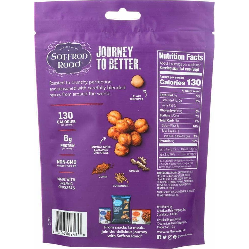 Saffron Road Saffron Road Bombay Spice Crunchy Chickpeas, 6 oz