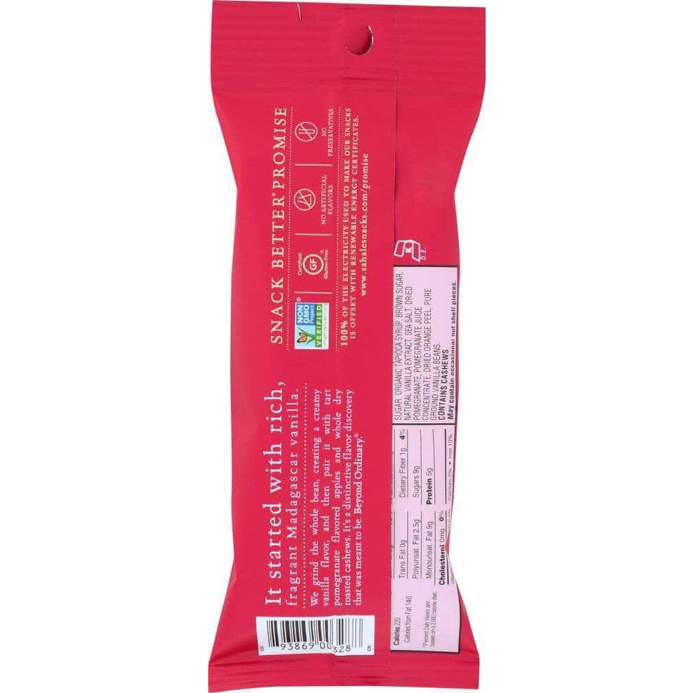 SMUCKERS Sahale Snacks Naturally Pomegranate Vanilla Flavored Cashews Glazed Mix, 1.5 Oz