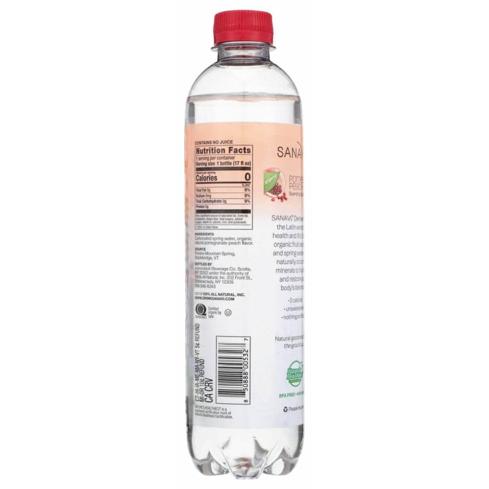 SANAVI Grocery > Beverages > Water > Sparkling Water SANAVI: Pomegranate Peach Sparkling Spring Water, 17 fo