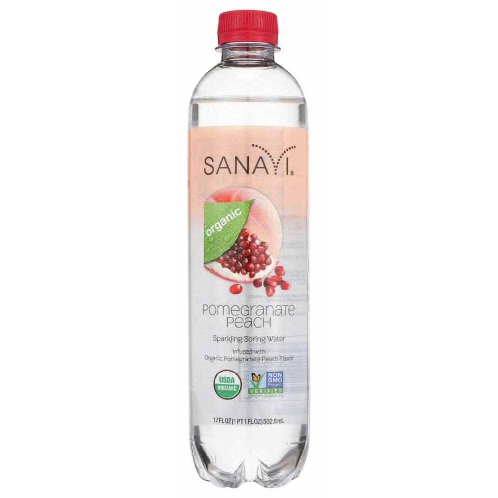 SANAVI Grocery > Beverages > Water > Sparkling Water SANAVI: Pomegranate Peach Sparkling Spring Water, 17 fo