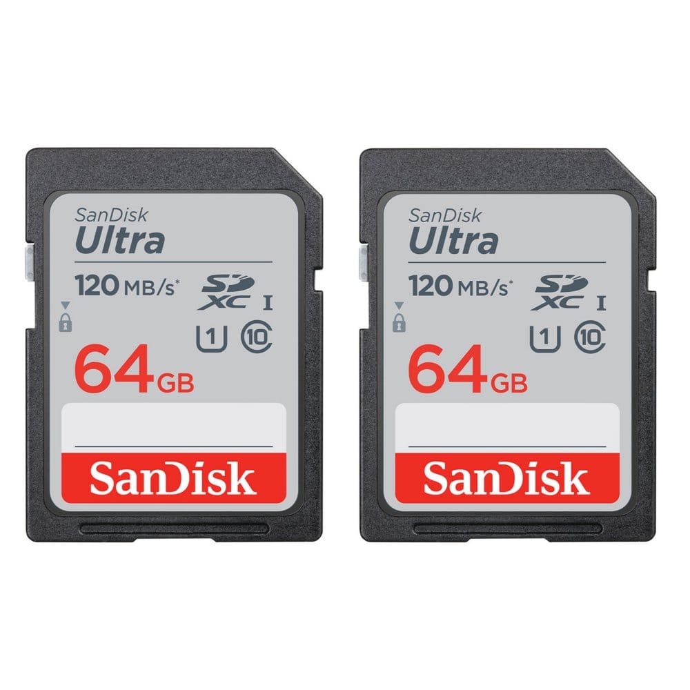 SanDisk 64GB Ultra SDXC UHS-1 Memory Card 2-Pack - 120MB/s C10 U1 Full HD SD Card - Flash Drives & Memory Cards - SanDisk