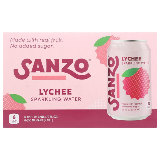 SANZO: Water Sparklng Lychee 6 Cans 72 FO (Pack of 3) - Grocery > Beverages > Water > Sparkling Water - SANZO