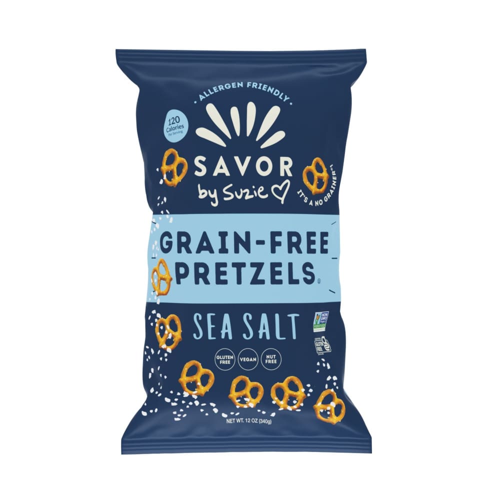 Savor by Suzie Sea Salt Grain Free Pretzels 12 oz. - Home/Grocery Household & Pet/Canned & Packaged Food/Snacks/Salty Snacks/ - Savor