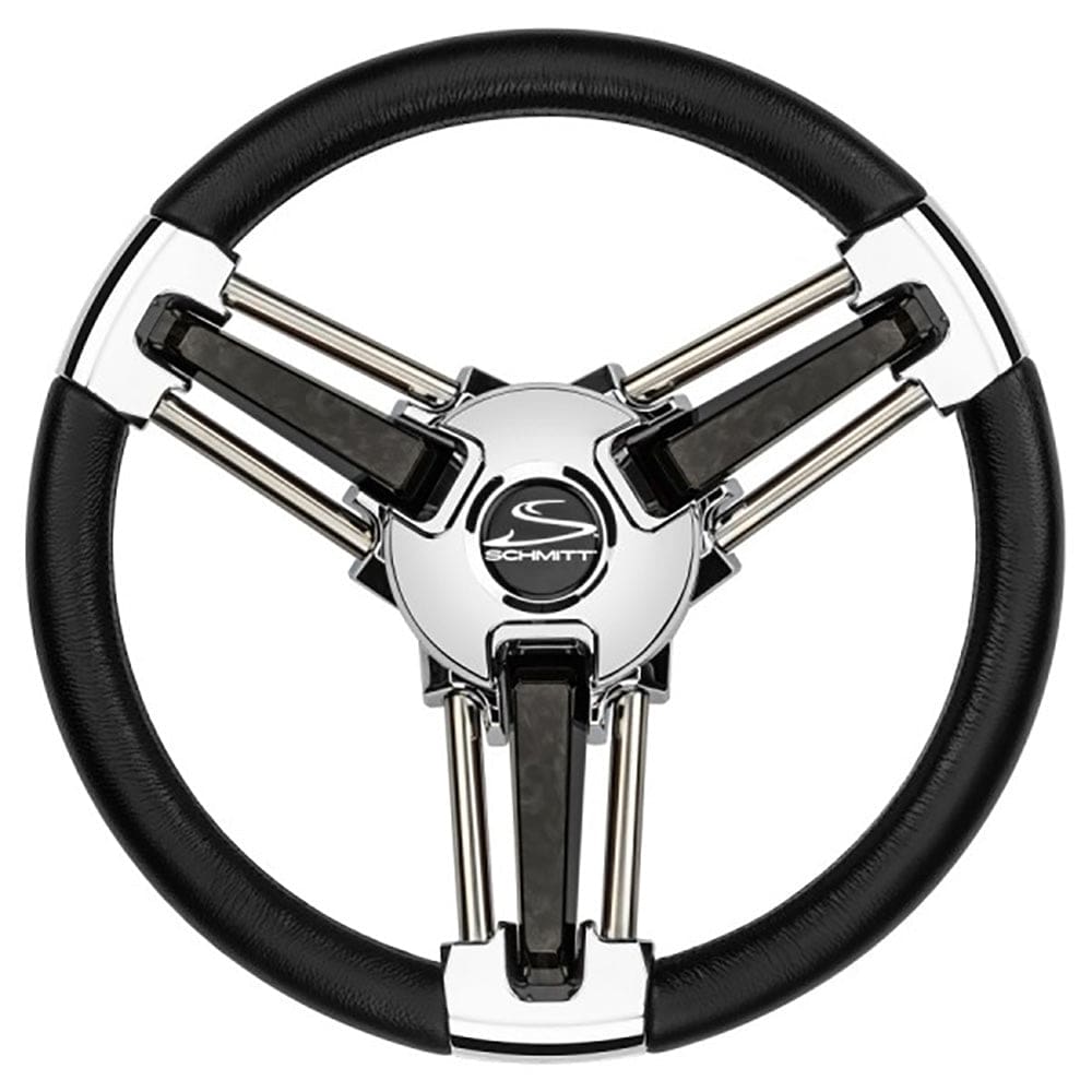 Schmitt Marine Burano Wheel 14 3/ 4 Tapered Shaft Black Polyurethane w/ Stainless Spoke Includes Center Cap/ Nut - Marine Hardware |