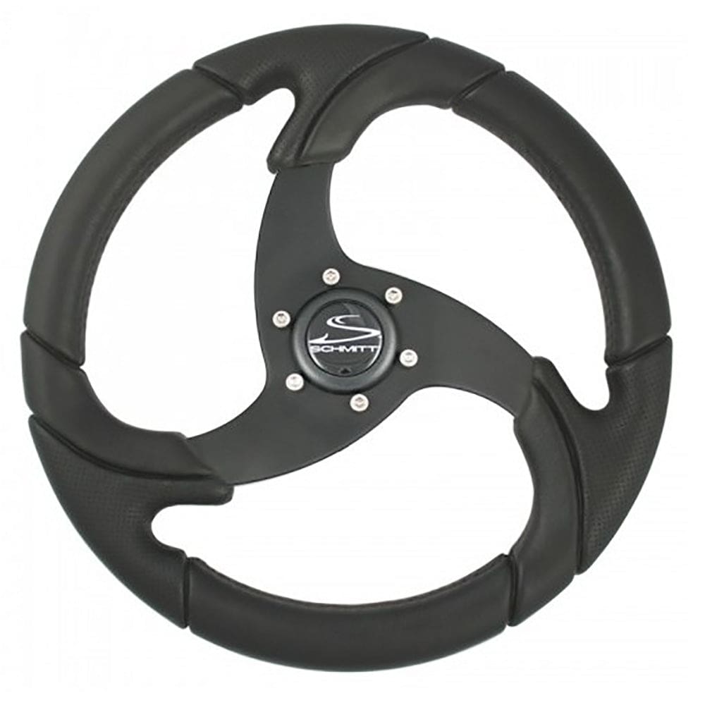 Schmitt Marine Folletto 14.2 Wheel - Black Polyurethane - 3/ 4 Tapered Shaft w/ Black Center Cap - Marine Hardware | Steering Wheels -
