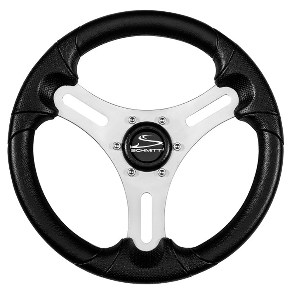 Schmitt Marine Torcello Lite 13 Wheel - Black Polyurethane Wheel w/ Silver Spokes & Black Cap- 3/ 4 Tapered Shaft - Marine Hardware |