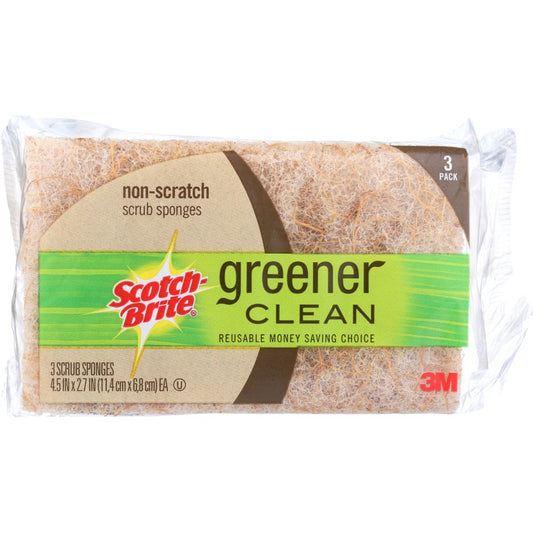 SCOTCH BRITE: Greener Clean Non-Scratch Scrub Sponge 3 Pack 3 pk (Pack of 5) - Home Products > Cleaning Supplies - SCOTCH BRITE