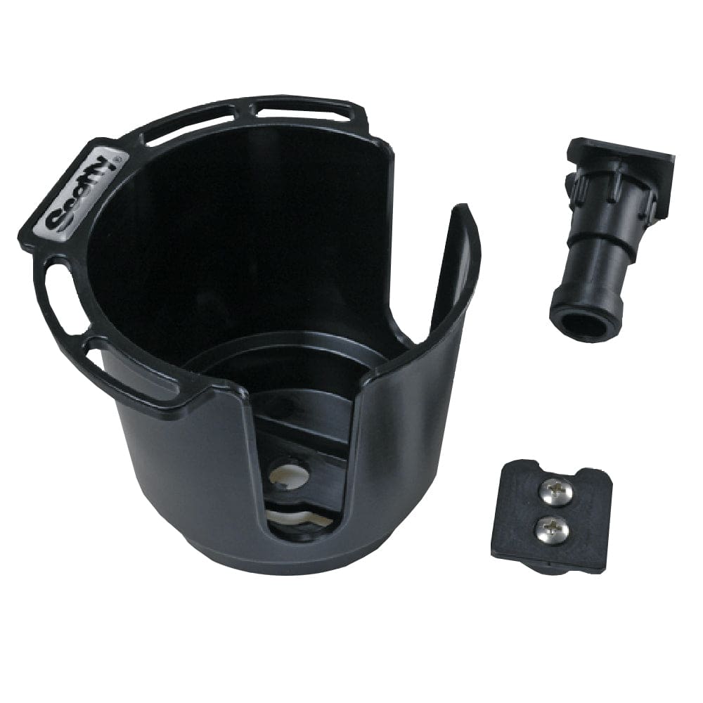Scotty 311 Drink Holder w/ Bulkhead/ Gunnel Mount & Rod Holder Post Mount - Black - Paddlesports | Accessories,Boat Outfitting | Deck /
