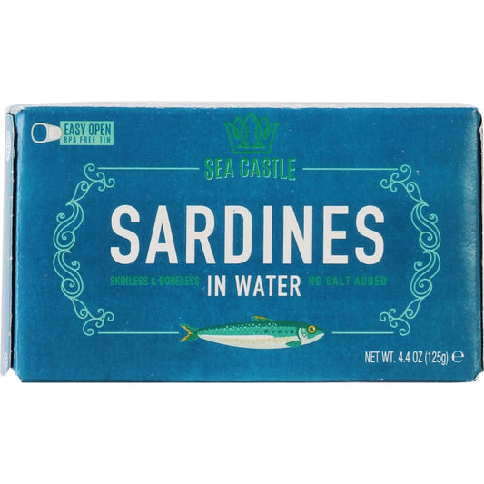 SEA CASTLE: Skinless Boneless Sardines in Water Nsa 4.4 oz (Pack of 6) - Grocery > Meal Ingredients > Meat Poultry Seafood Products - SEA