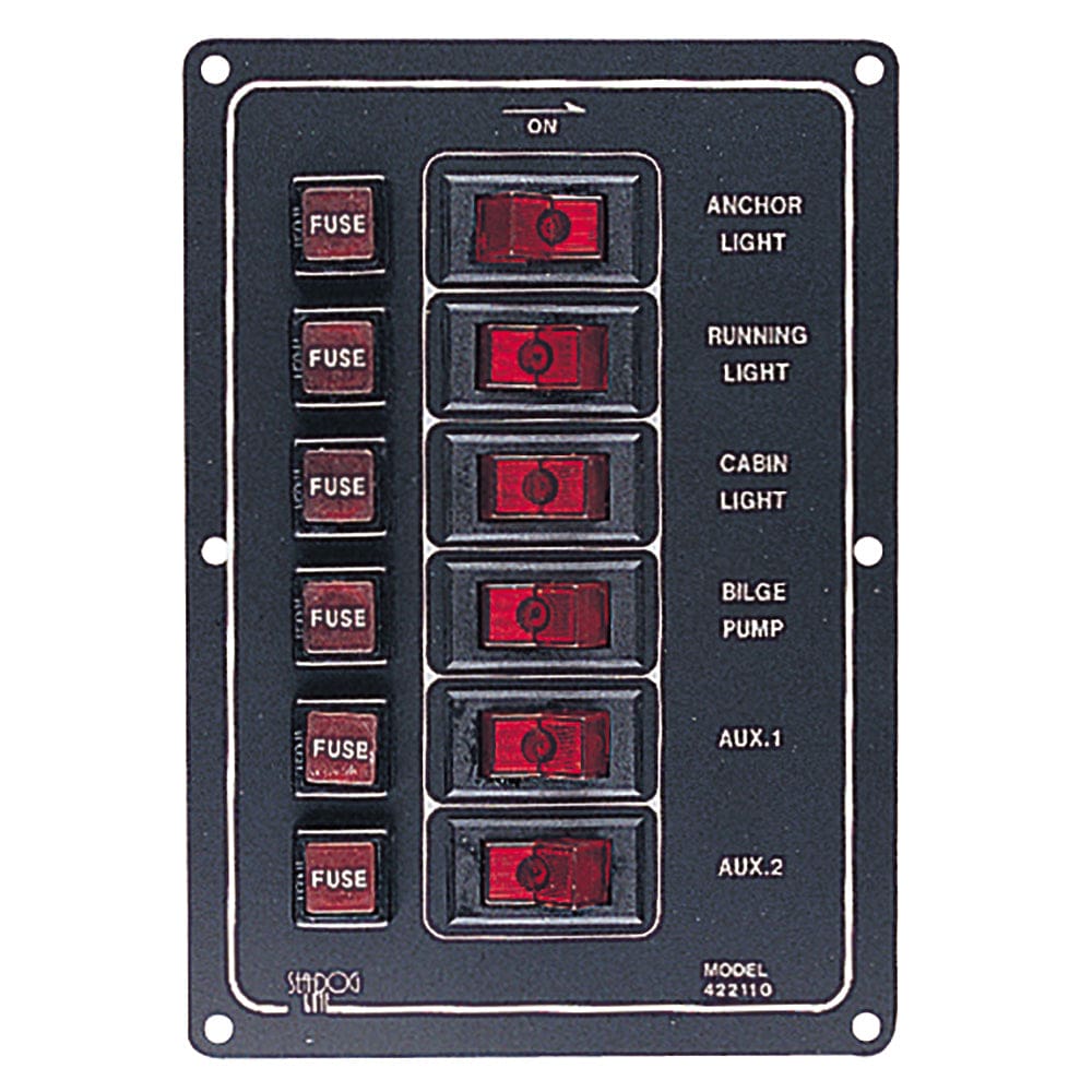 Sea-Dog Aluminum Switch Panel Vertical - 6 Switch - Electrical | Electrical Panels - Sea-Dog