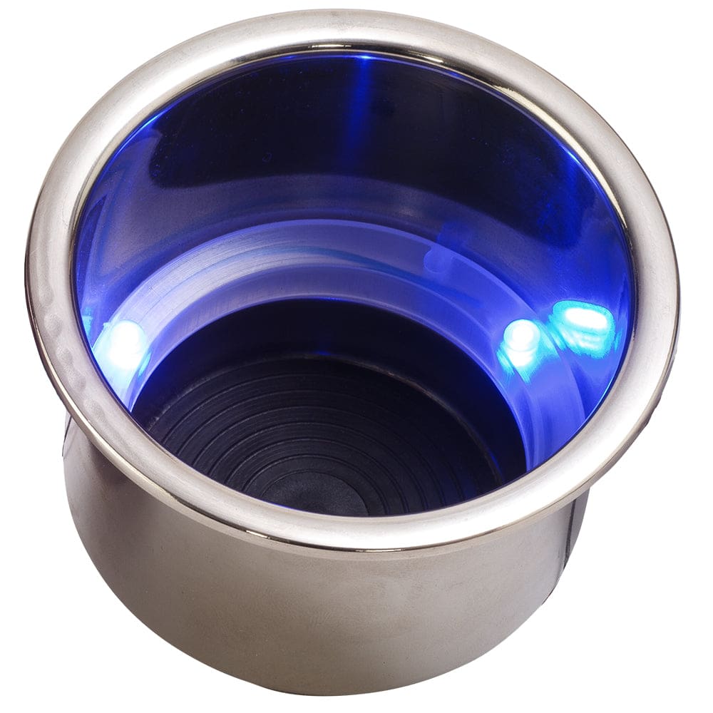 Sea-Dog LED Flush Mount Combo Drink Holder w/ Drain Fitting - Blue LED - Boat Outfitting | Deck / Galley - Sea-Dog