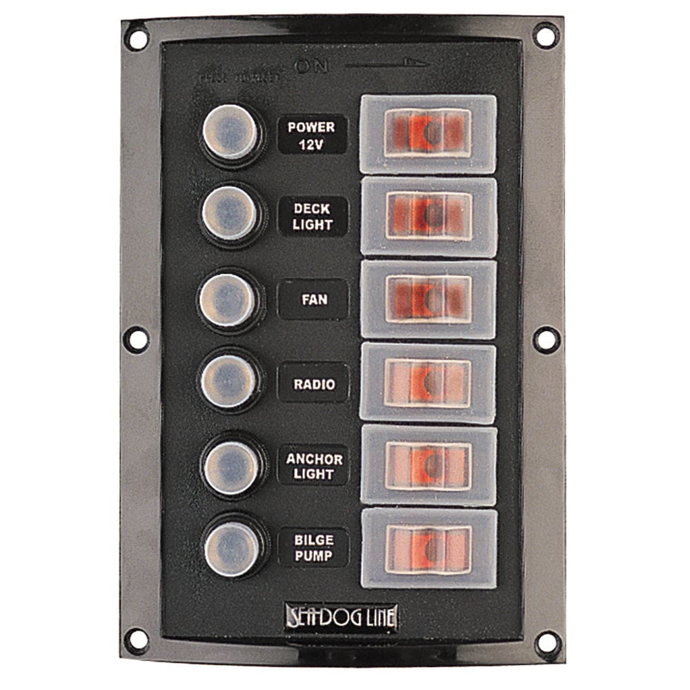 Sea-Dog Splash Guard Circuit Breaker Panel - 6 Circuit - Electrical | Electrical Panels - Sea-Dog