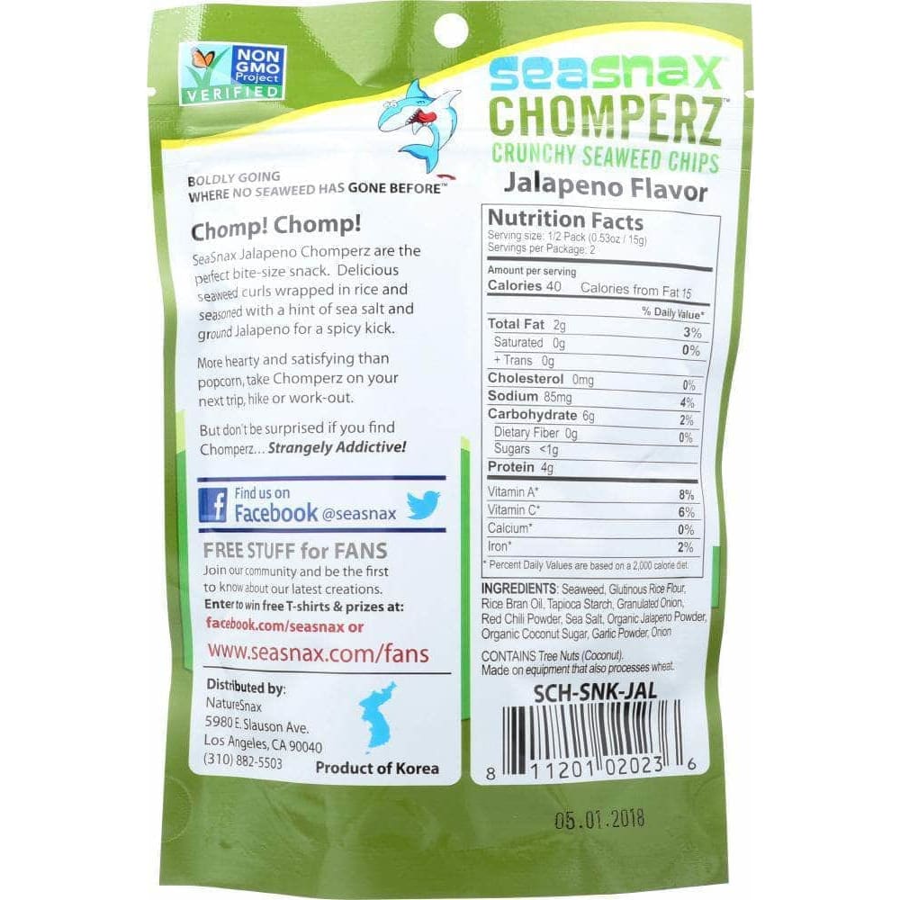 Sea Snax Sea Snax Chip Seaweed Chomperz Jalapeno, 1 oz