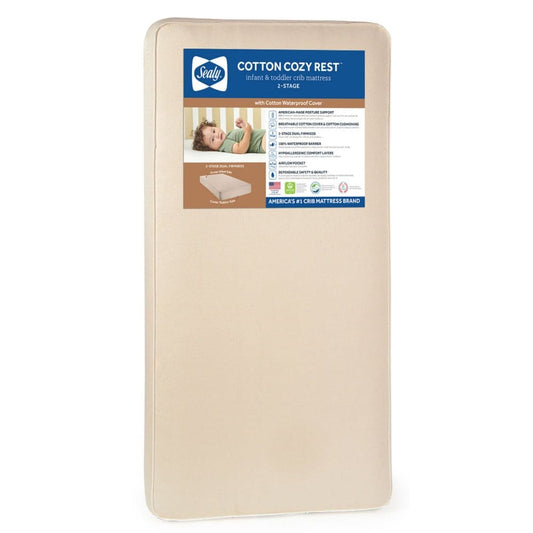 Sealy Baby Cotton Cozy Rest 2-Stage Crib and Toddler Bed Mattress - Crib Mattresses & Pads - Sealy