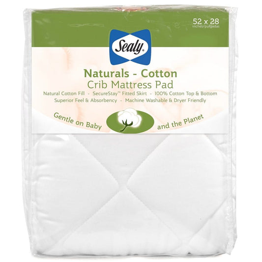 Sealy Baby Naturals Cotton Crib and Toddler Mattress Pad (52 x 28) - Crib Mattresses & Pads - Sealy