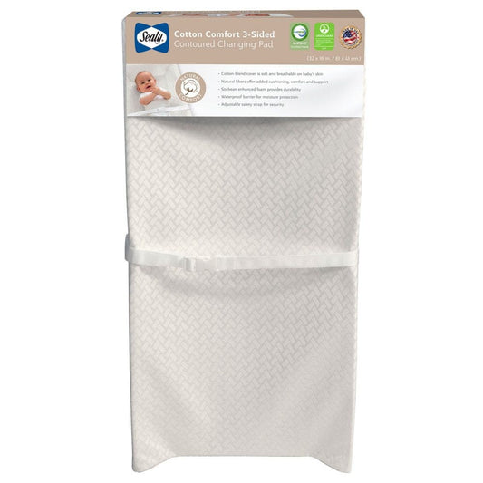 Sealy Cotton Comfort 3-Sided Contoured Diaper Changing Pad - Potty Training Supplies - Sealy