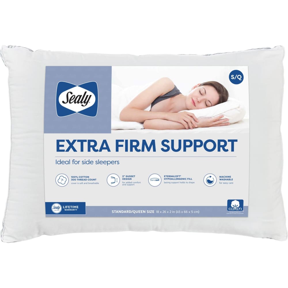 Sealy Extra Firm Support Standard/Queen Size Pillow - Striped Gusset - Sealy