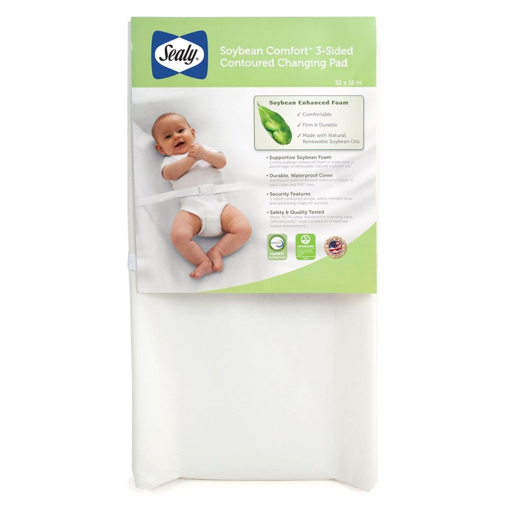 Sealy Soybean Comfort 3-Sided Contoured Diaper Changing Pad White - Diapers & Potty Training Supplies - ShelHealth