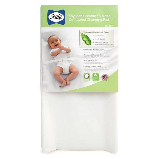 Sealy Soybean Comfort 3-Sided Contoured Diaper Changing Pad White - Diapers & Potty Training Supplies - ShelHealth