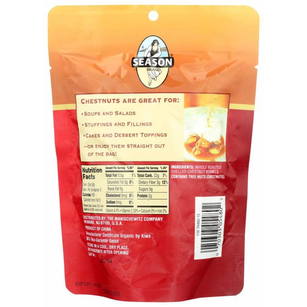 Seasons Season Brand Roasted & Peeled Whole Chestnuts, 5.30 Oz