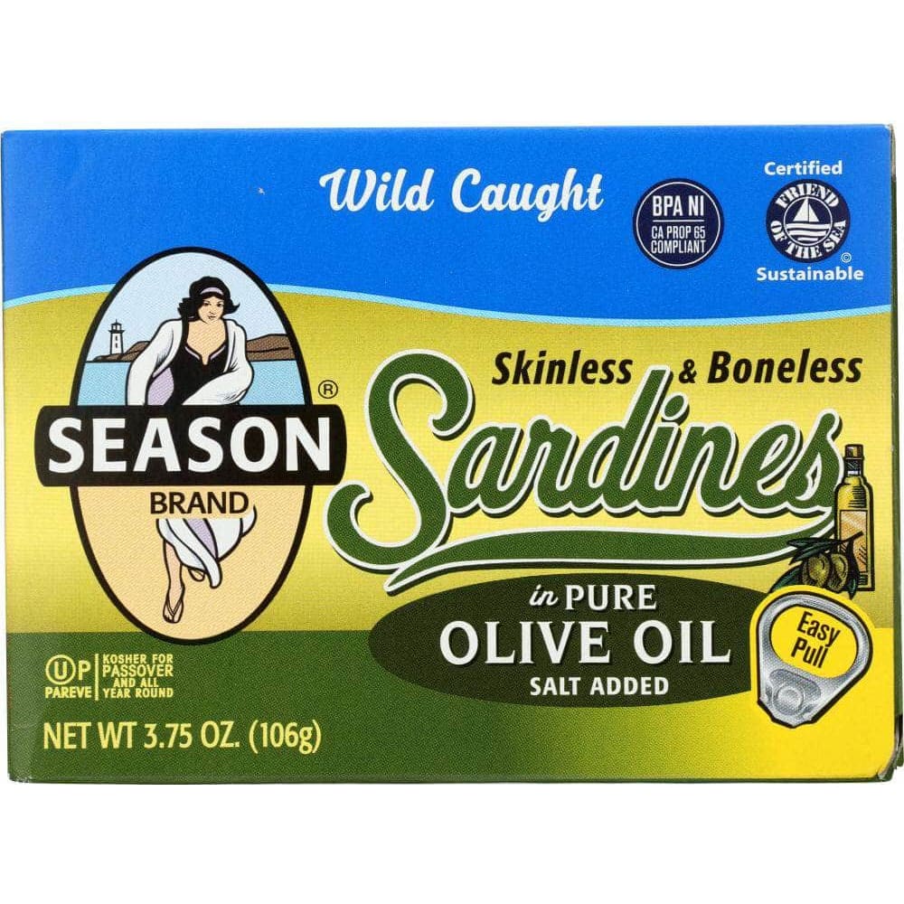 Season Brand Season Brand Skinless and Boneless Imported Sardines in Pure Olive Oil, 3.75 Oz