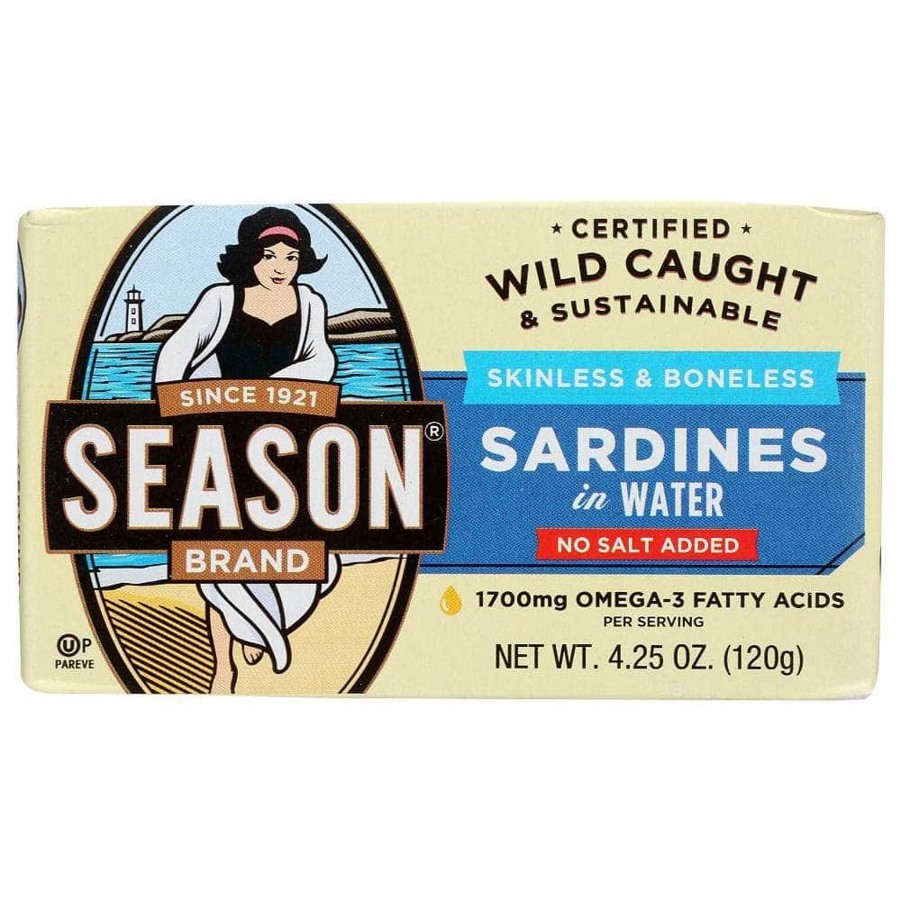 SEASON BRAND Season Skinless And Boneless Sardines In Water No Salt Added, 4.25 Oz
