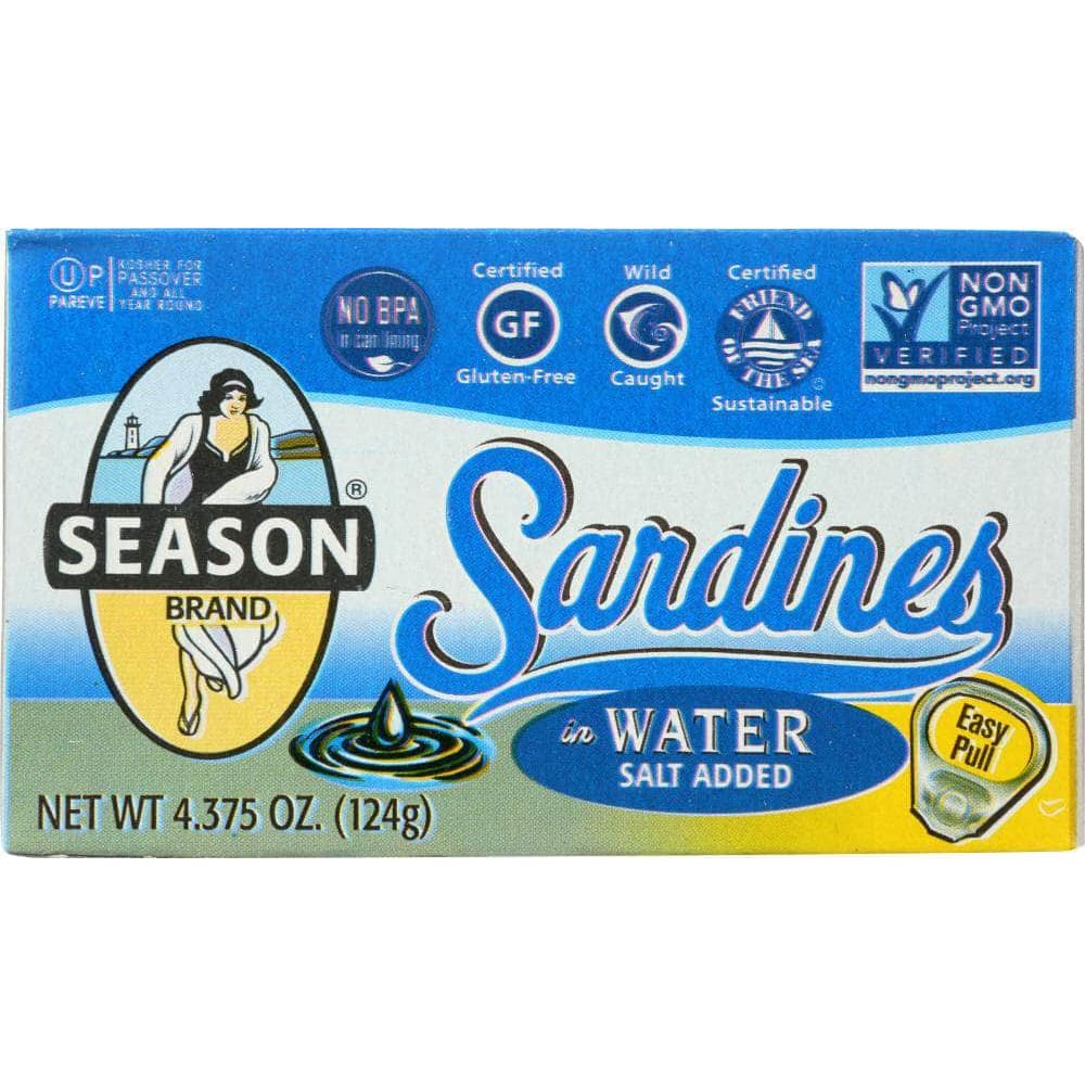 Season Brand Seasons Sardines in Water Salt Added, 4.375 oz