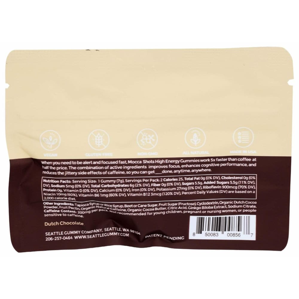 SEATTLE GUMMY COMPANY Seattle Gummy Company Energy Gummy Dutch Chocolate 2Pk, 1 Oz