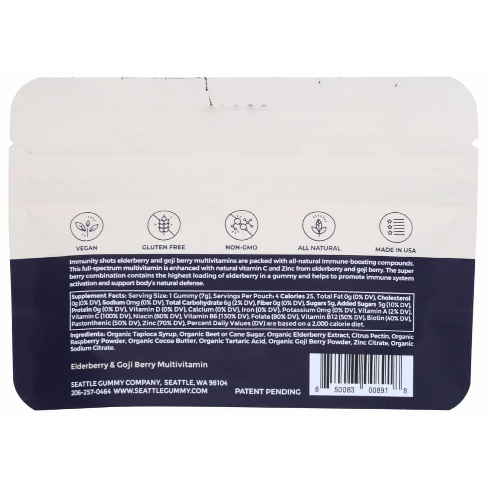 SEATTLE GUMMY COMPANY Seattle Gummy Company Multivitamin Gummy Elderberry & Goji, 1 Oz