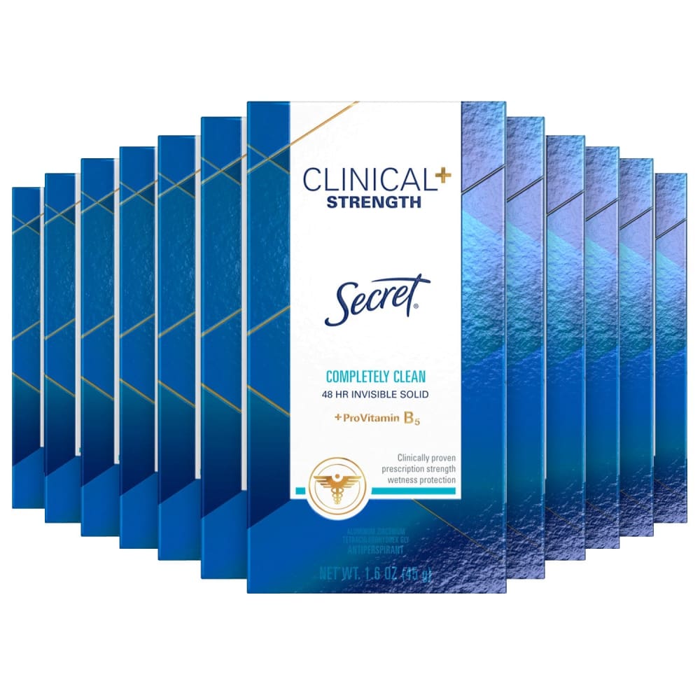 Secret Clinical Strength Invisible Solid Completely Clean Antiperspirant & Deodorant 1.6 Oz - 12 Pack - Deodorant & Anti-Perspirant - Secret