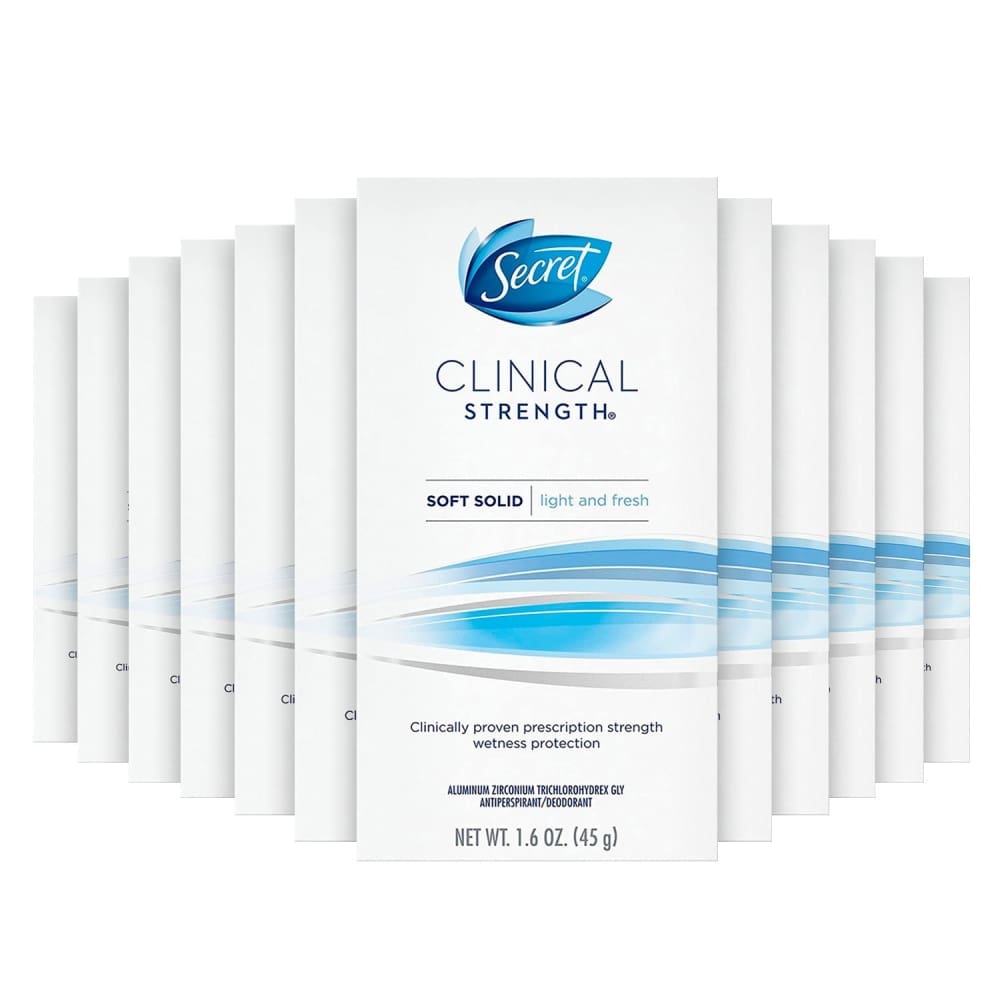 Secret Clinical Strength Soft Solid Light & Fresh Antiperspirant & Deodorant 1.6 oz -12 Pack - Solid - Secret
