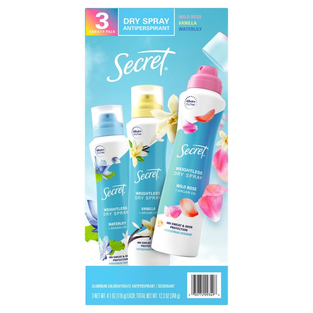 Secret Dry Spray Antiperspirant Deodorant for Women Vanilla Wild Rose and Waterlily (4.1 oz. 3 pk.) - Deodorants & Antiperspirants - Secret