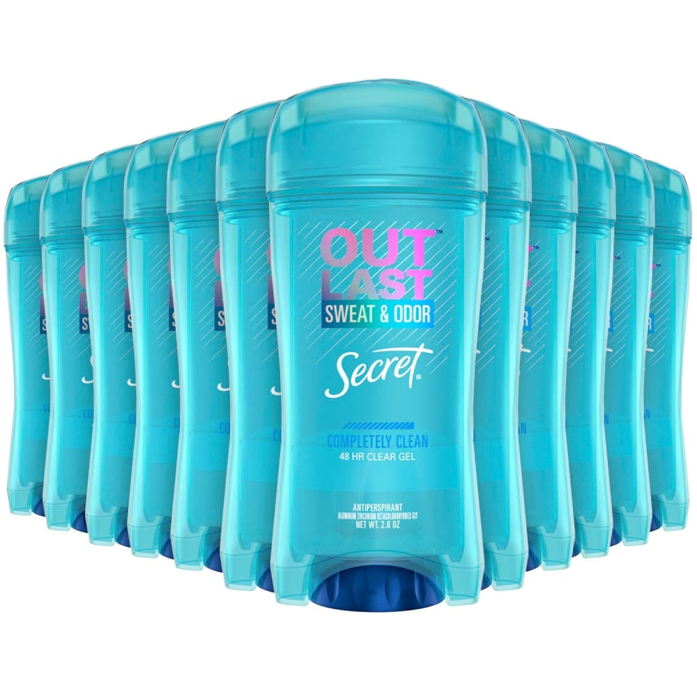 Secret Gel Outlast Completely Clean Antiperspirant & Deodorant 2.6 Oz - Bulk - 12 Pack - Solid - Secret
