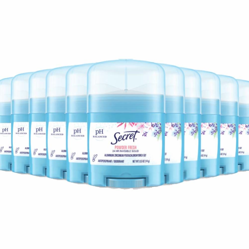 Secret Invisible Solid Anti-Perspirant & Deodorant Powder Fresh 0.50 oz - 24 Pack - Deodorant - Secret