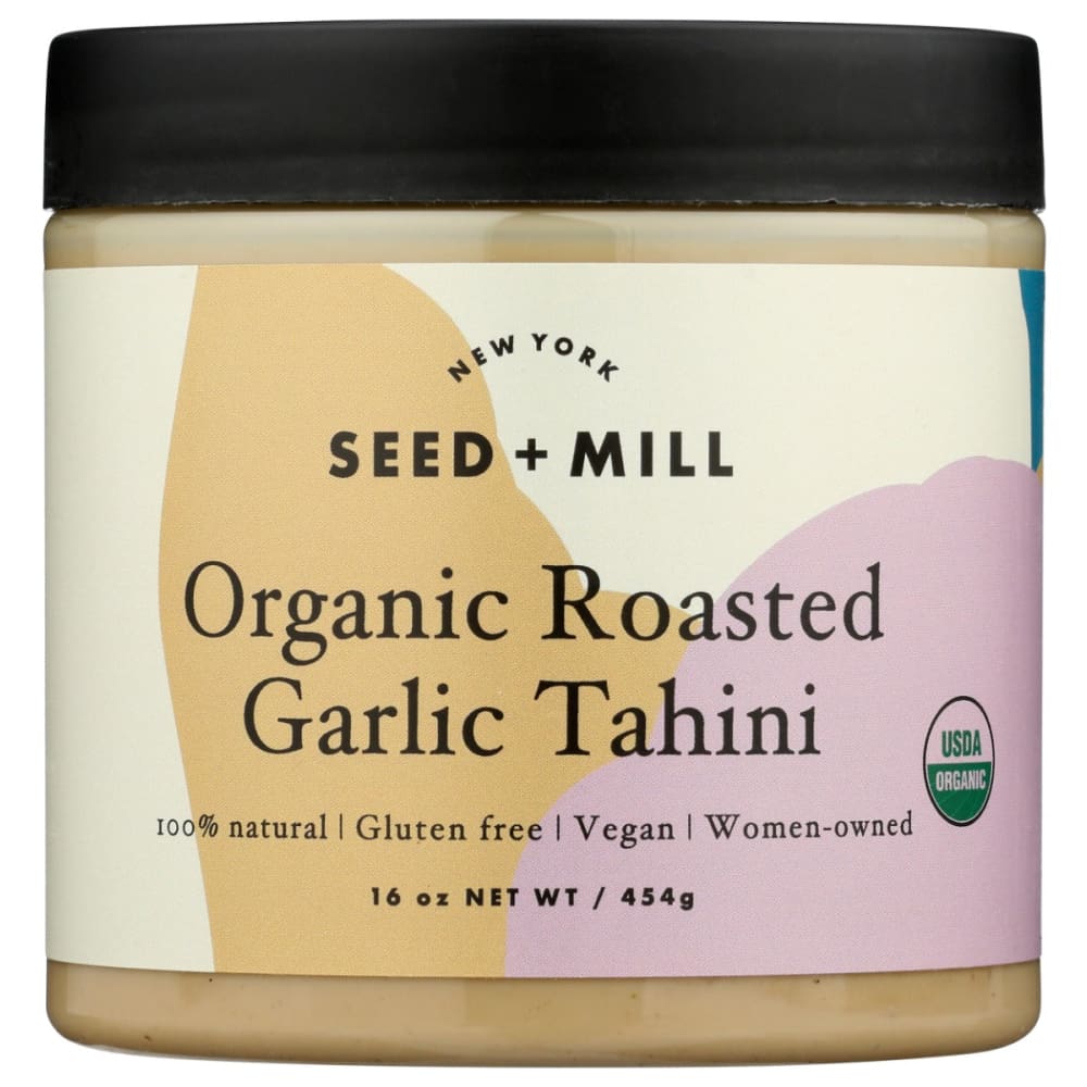 SEED & MILL: Organic Roasted Garlic Tahini 16 oz (Pack of 2) - SEED & MILL