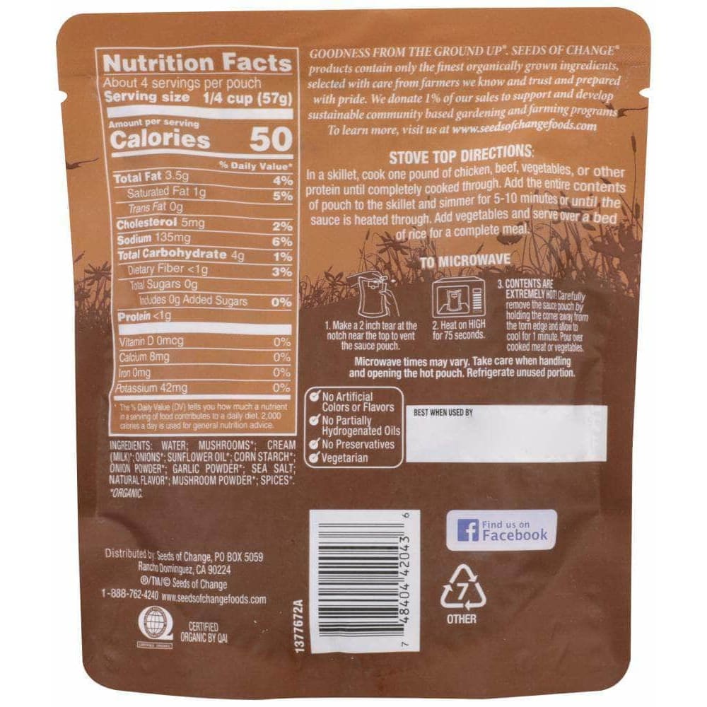 SEEDS OF CHANGE Seeds Of Change Organic Mushroom Simmer Sauce, 8 Oz