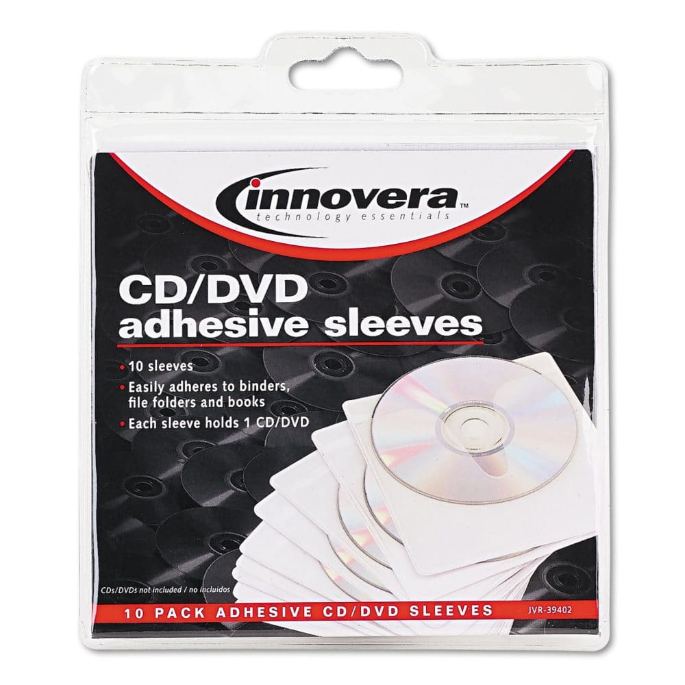 Self-Adhesive CD/DVD Holders Clear - 10 per pack (Pack of []) - Blank Media - Self-Adhesive