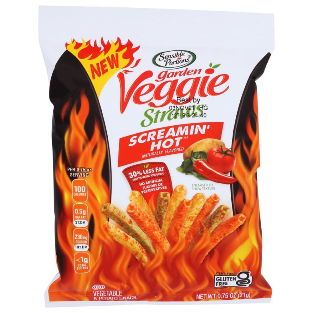 SENSIBLE PORTIONS: Screamin’ Hot Garden Veggie Straws 0.75 oz (Pack of 6) - SENSIBLE PORTIONS